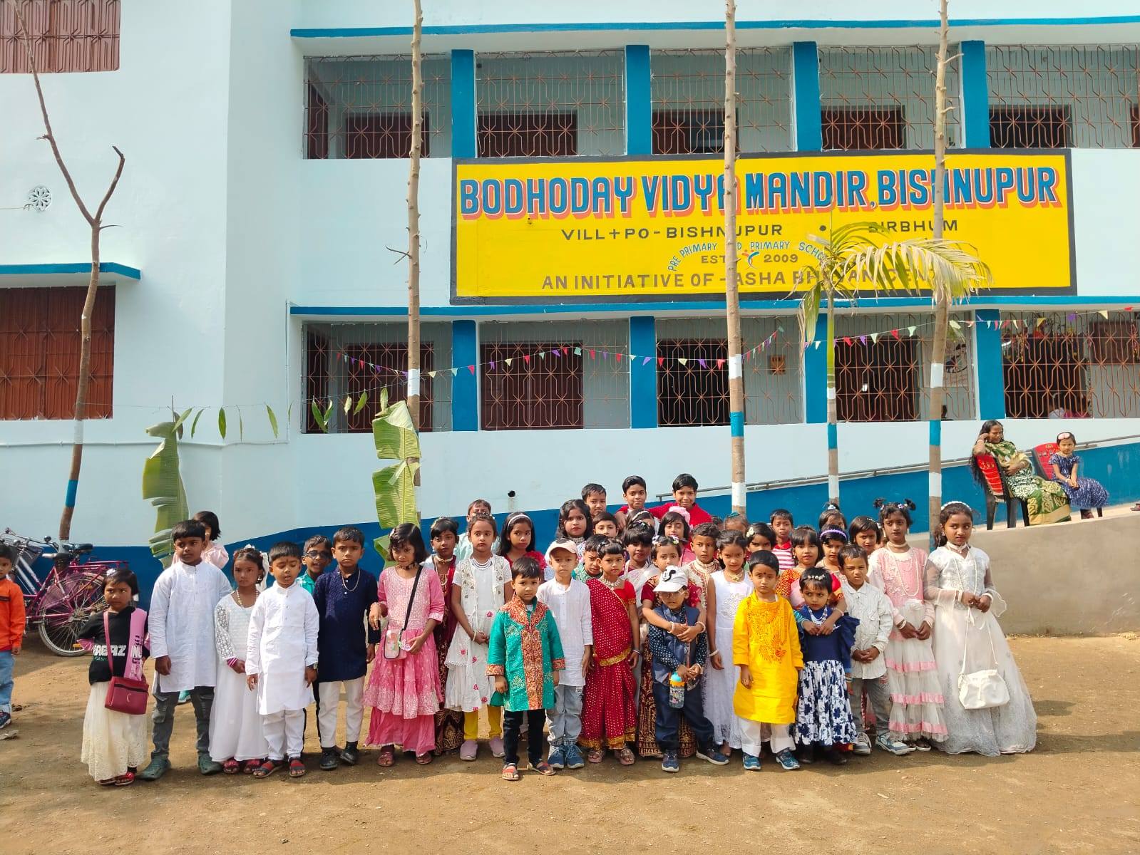 Bodhodoy Vidya Mandir School Building and Students